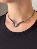 CLARA CURVED COLLAR (Black and White Diamond)