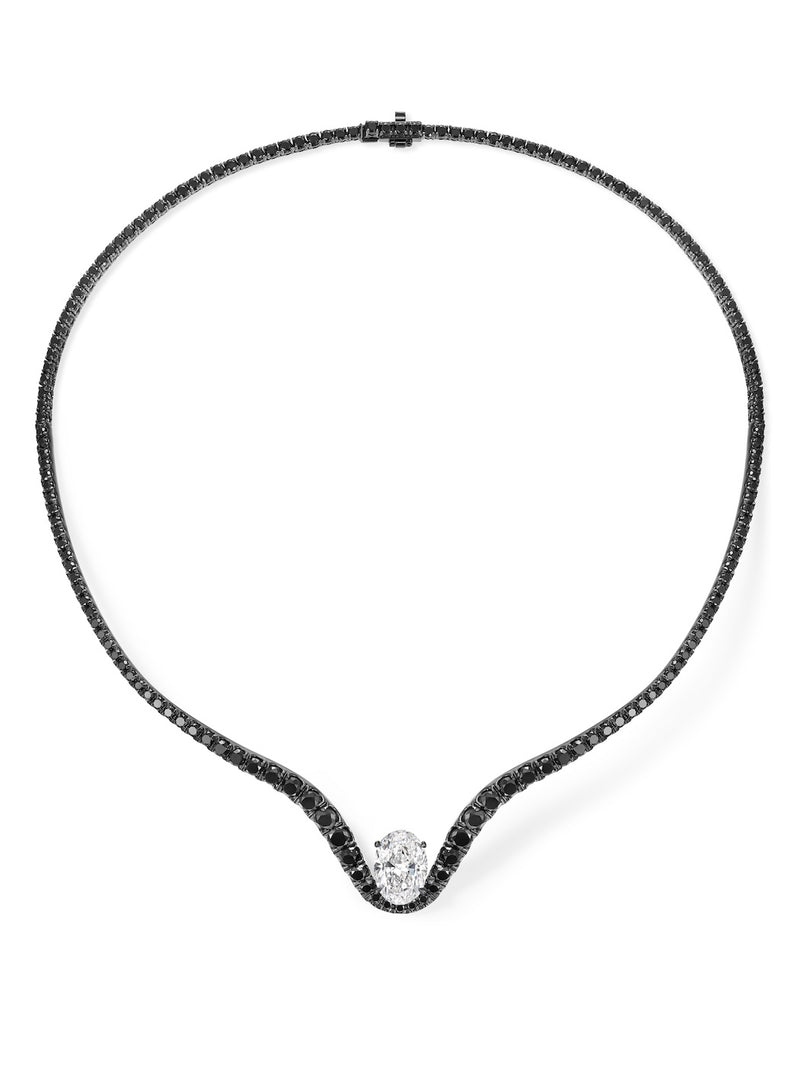 CLARA CURVED COLLAR (Black and White Diamond)